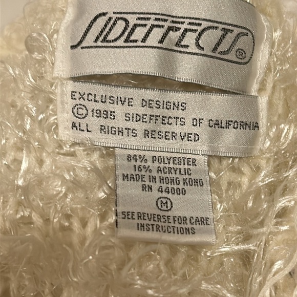 Side effects LA 90’s Glam Creamy White Fuzzy Sweater Jacket Women’s Medium - Picture 7 of 11